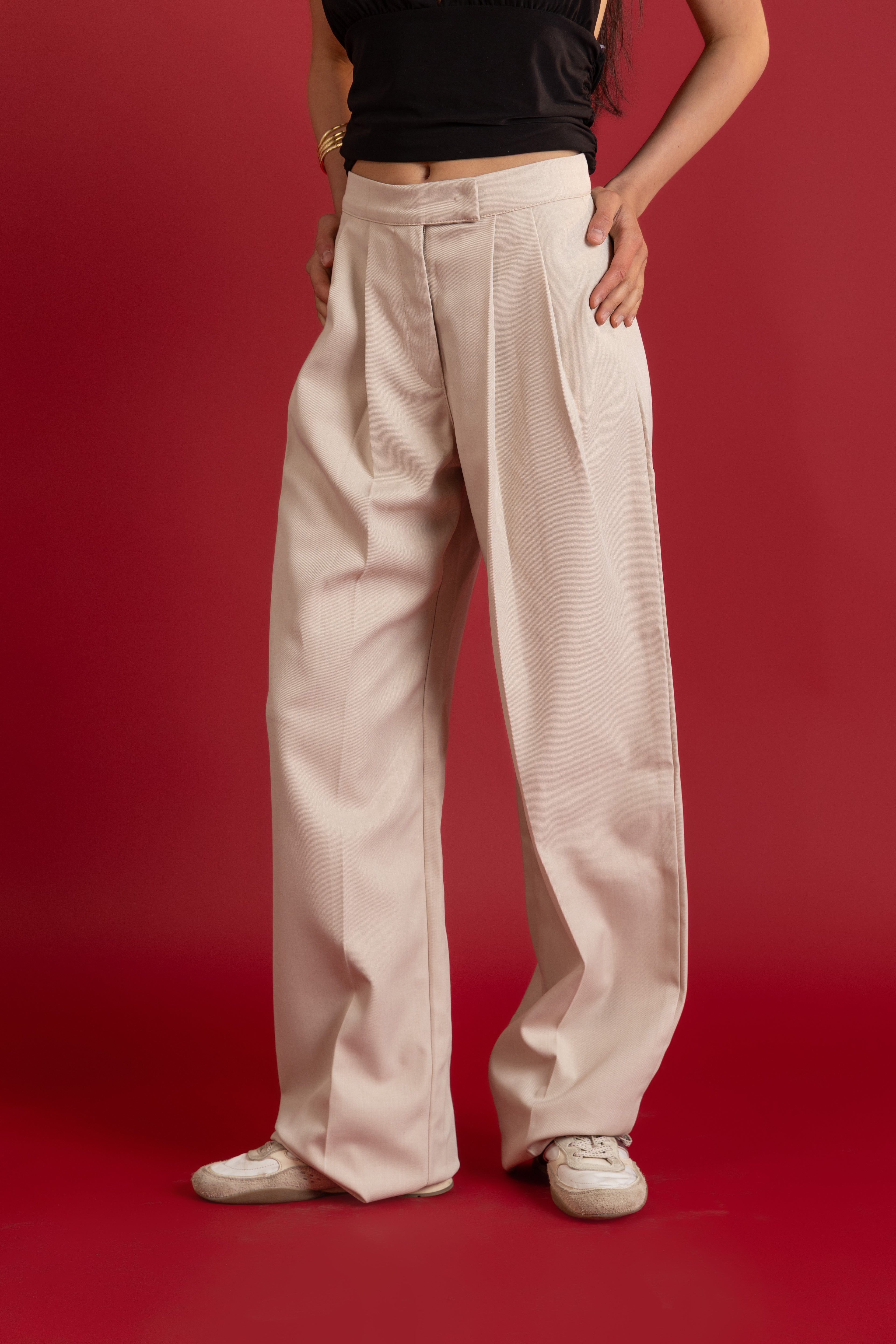 Structured Beige Pants