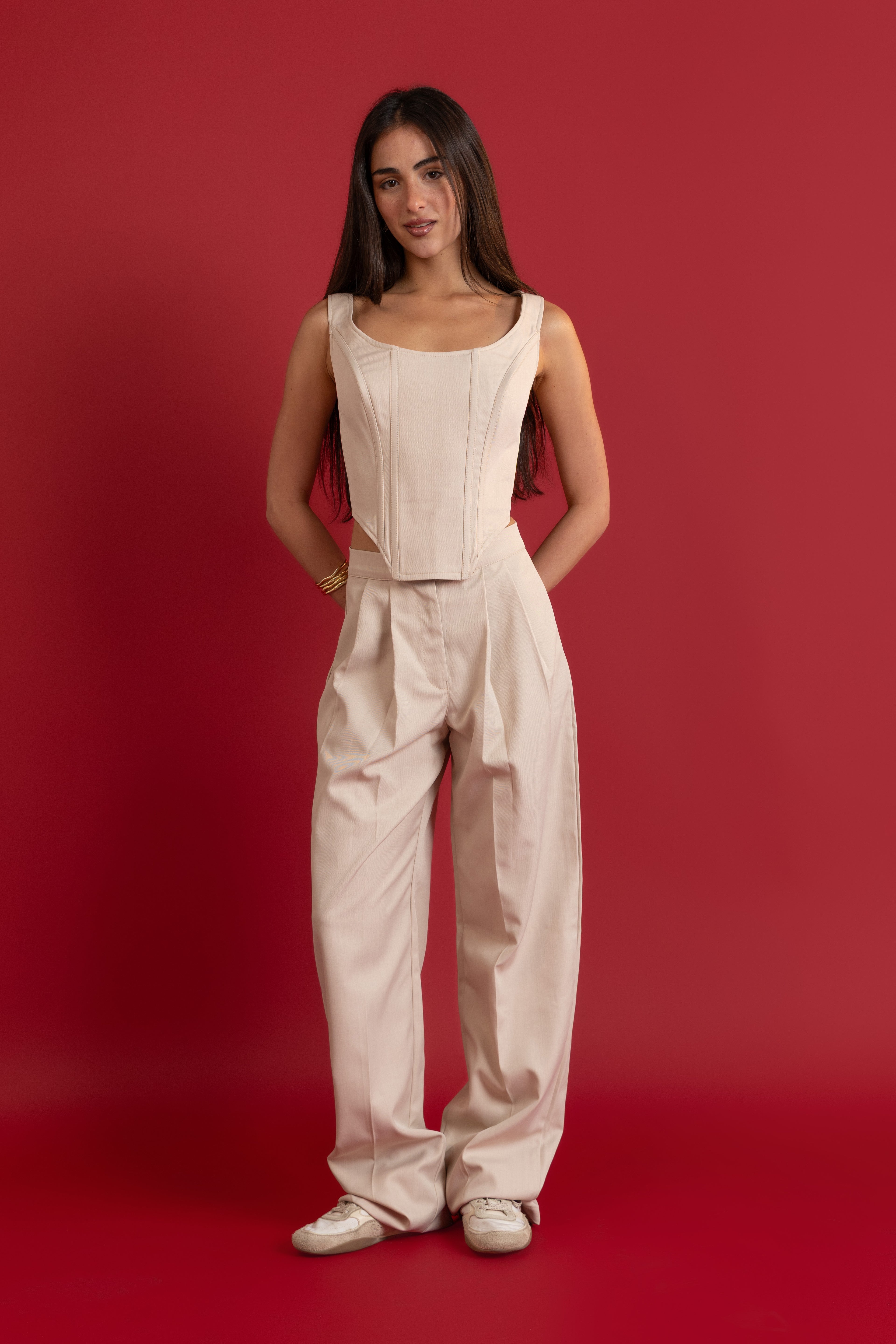 Structured Beige Pants